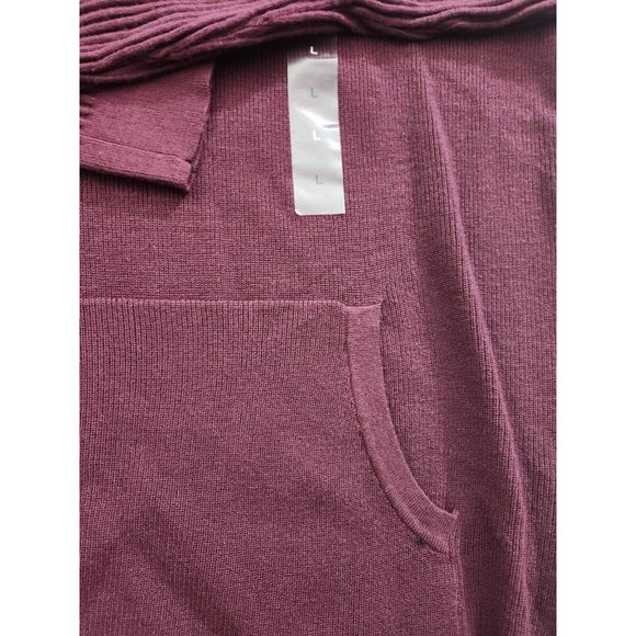 Inc Men's Regular  Ribbed Hooded Sweater  L red long sleeve 100127664 - Picture 4 of 6